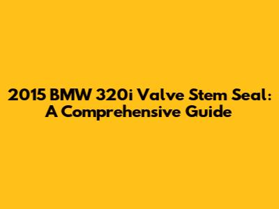 2015 BMW 320i Valve Stem Seal: A Comprehensive Guide