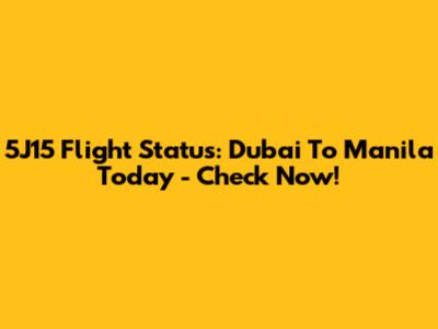 5J15 Flight Status: Dubai To Manila Today - Check Now!