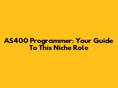 AS400 Programmer: Your Guide To This Niche Role