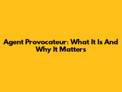 Agent Provocateur: What It Is And Why It Matters