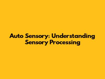 Auto Sensory: Understanding Sensory Processing