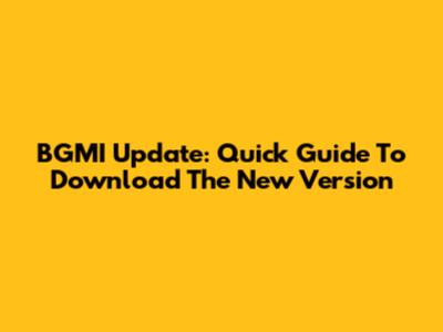 BGMI Update: Quick Guide To Download The New Version