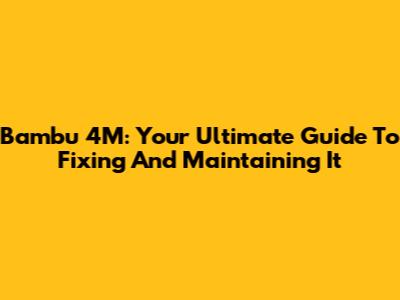 Bambu 4M: Your Ultimate Guide To Fixing And Maintaining It