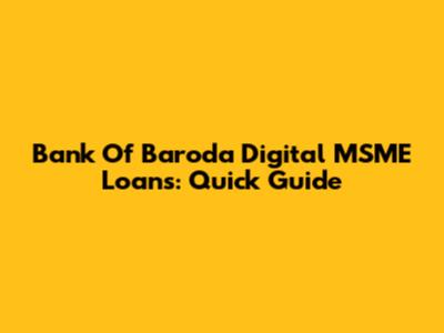 Bank Of Baroda Digital MSME Loans: Quick Guide