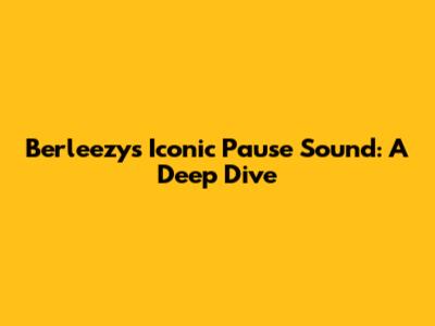 Berleezy's Iconic Pause Sound: A Deep Dive