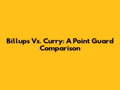 Billups Vs. Curry: A Point Guard Comparison