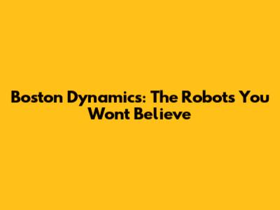 Boston Dynamics: The Robots You Won't Believe