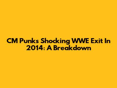 CM Punk's Shocking WWE Exit In 2014: A Breakdown