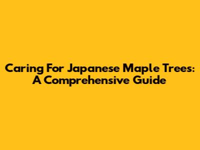 Caring For Japanese Maple Trees: A Comprehensive Guide