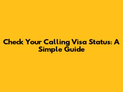 Check Your Calling Visa Status: A Simple Guide