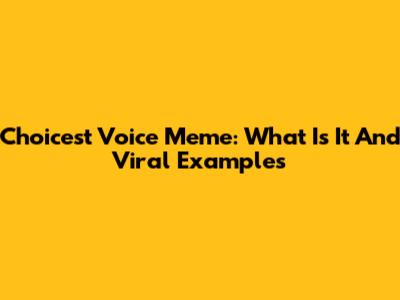 Choicest Voice Meme: What Is It And Viral Examples