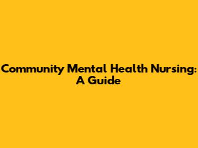 Community Mental Health Nursing: A Guide