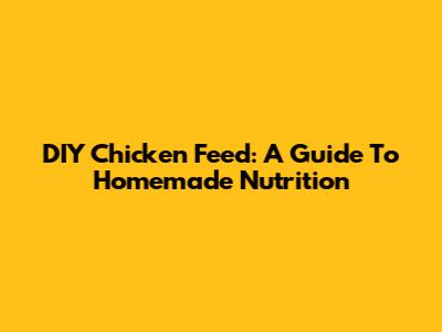 DIY Chicken Feed: A Guide To Homemade Nutrition