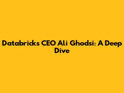 Databricks CEO Ali Ghodsi: A Deep Dive