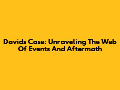 David's Case: Unraveling The Web Of Events And Aftermath