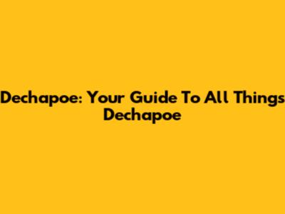 Dechapoe: Your Guide To All Things Dechapoe