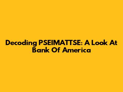 Decoding PSEIMATTSE: A Look At Bank Of America