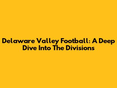 Delaware Valley Football: A Deep Dive Into The Divisions