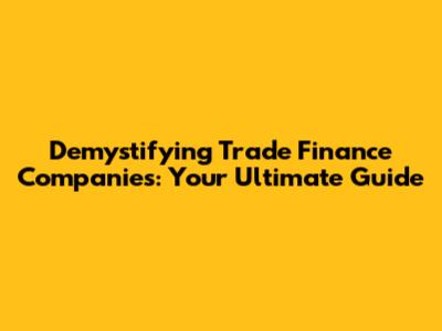 Demystifying Trade Finance Companies: Your Ultimate Guide