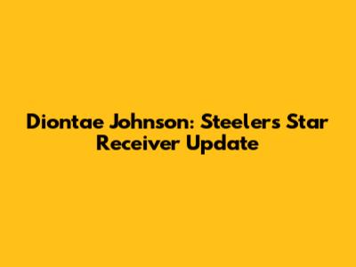 Diontae Johnson: Steelers' Star Receiver Update