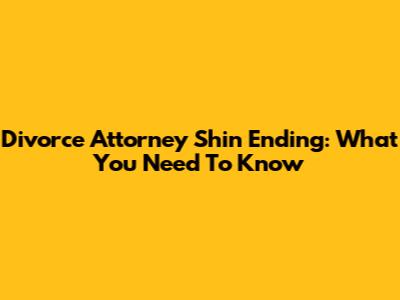 Divorce Attorney Shin Ending: What You Need To Know