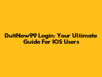 DuitNow99 Login: Your Ultimate Guide For IOS Users