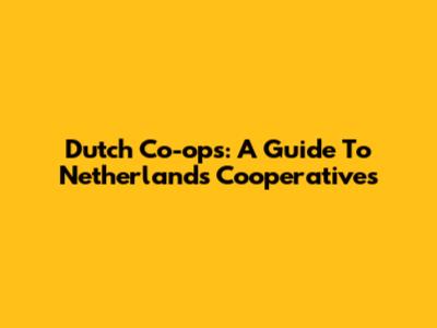 Dutch Co-ops: A Guide To Netherlands Cooperatives