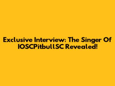 Exclusive Interview: The Singer Of IOSCPitbullSC Revealed!