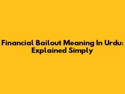 Financial Bailout Meaning In Urdu: Explained Simply