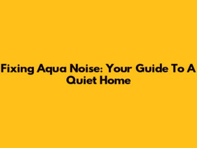 Fixing Aqua Noise: Your Guide To A Quiet Home