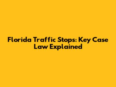 Florida Traffic Stops: Key Case Law Explained