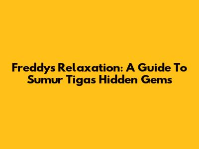 Freddy's Relaxation: A Guide To Sumur Tiga's Hidden Gems