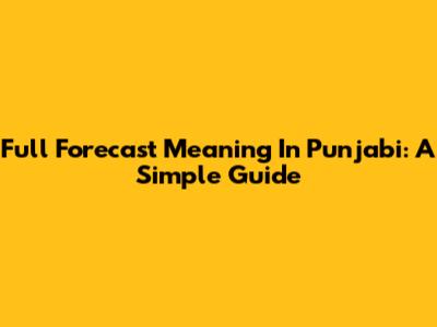 Full Forecast Meaning In Punjabi: A Simple Guide