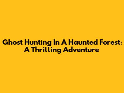 Ghost Hunting In A Haunted Forest: A Thrilling Adventure