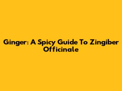 Ginger: A Spicy Guide To Zingiber Officinale