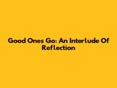 Good Ones Go: An Interlude Of Reflection