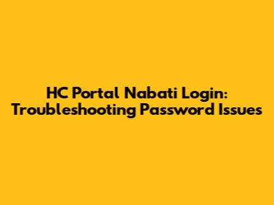 HC Portal Nabati Login: Troubleshooting Password Issues