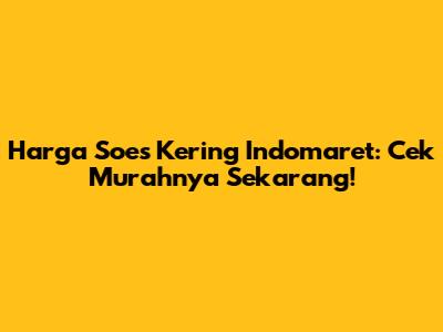 Harga Soes Kering Indomaret: Cek Murahnya Sekarang!