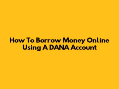 How To Borrow Money Online Using A DANA Account