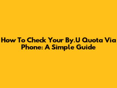 How To Check Your By.U Quota Via Phone: A Simple Guide