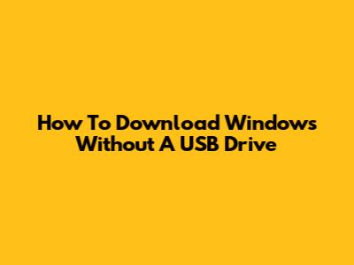 How To Download Windows Without A USB Drive