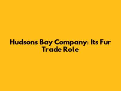 Hudson's Bay Company: Its Fur Trade Role