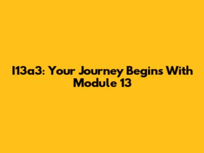 I13a3: Your Journey Begins With Module 13