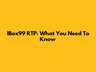 IBox99 RTP: What You Need To Know