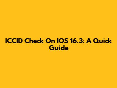 ICCID Check On IOS 16.3: A Quick Guide