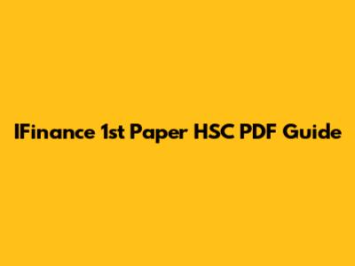 IFinance 1st Paper HSC PDF Guide