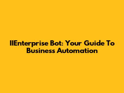 IIEnterprise Bot: Your Guide To Business Automation