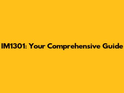 IM1301: Your Comprehensive Guide