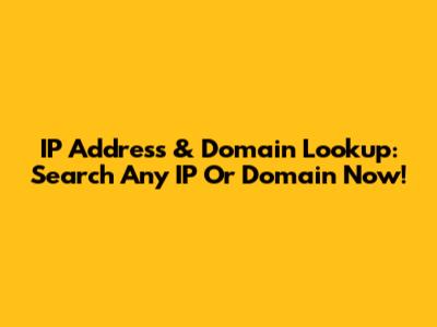 IP Address & Domain Lookup: Search Any IP Or Domain Now!