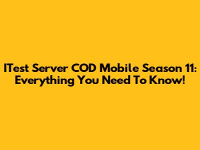 ITest Server COD Mobile Season 11: Everything You Need To Know!
